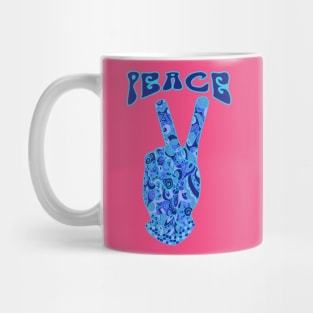 Peace Sign in Cool Blues Mug